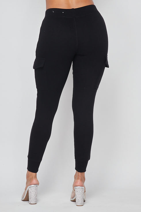 Fleece-Lined Cargo Sweatpants - Black - SohoGirl.com